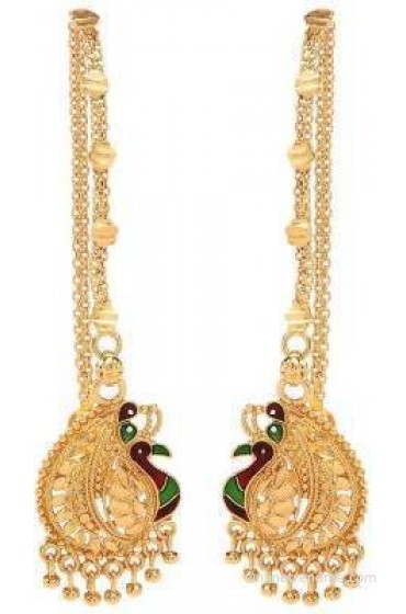 GoldNera Peacock Design Southindian K Brass Dangle Earring